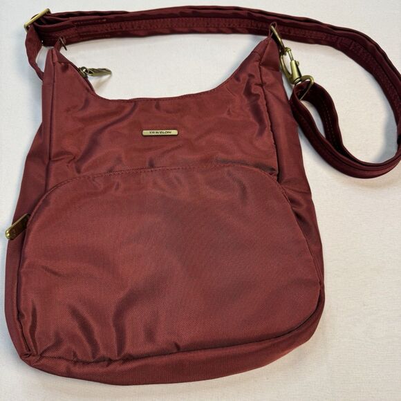 Travelon Anti-Theft Crossbody Bag Burgundy RFID Travel Security Purse Handbag - Picture 1 of 16